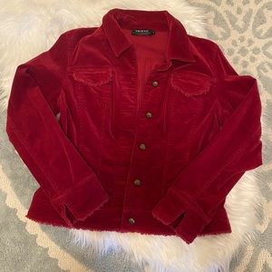 Soft corduroy jacket frayed trim